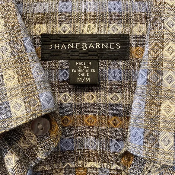 Jhane Barnes Men’s Blue Transpose Patterned Multi-Colored Button-Down Shirt - Picture 5 of 16